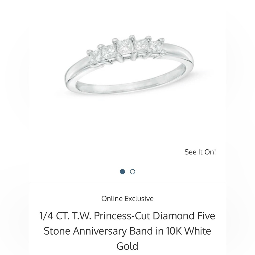 ZALES 1/4 CARAT WHITE GOLD DIAMOND RING